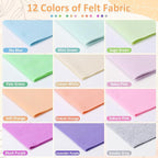 XSEINO 12 Rolls 8"x35" 1.4mm Thick Soft Felt Fabric Sheet 12 Assorted Mist - Image 2