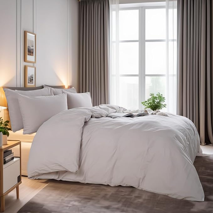 NEXHOME PRO Duvet Cover King Size, 100% Washed Cotton Orgnic Linen Like - Image 2