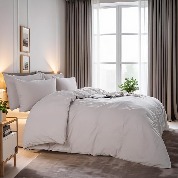 NEXHOME PRO Duvet Cover Queen Size, 100% Washed Cotton Orgnic Linen Like - Image 2