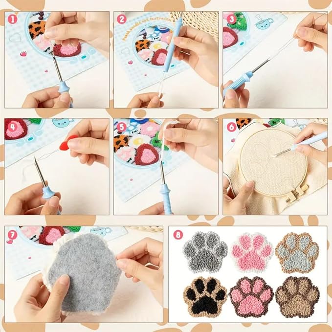 Avtytsda 6PCS Punch Needle Coaster Kit, Easy Punch Needle DIY Embroidery Set - Image 2