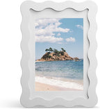 4x6 Picture Frame with Mat for 3.5x5, Wavy Edge Wooden Real Glass Photo Frame by THKRLOF