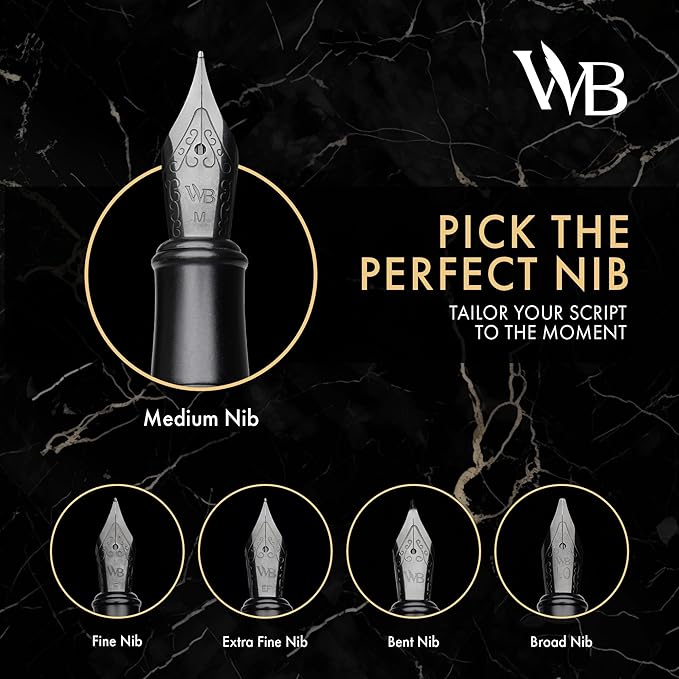 Wordsworth & Black Fountain Pen Set, Broad Nib, Includes 24 Pack Ink Cartridges - Image 4
