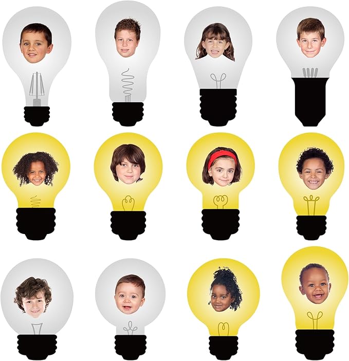 60PCS Classroom Light Bulb Cutouts Back to Schol Light Bulb Bulletin Board by partygreeting