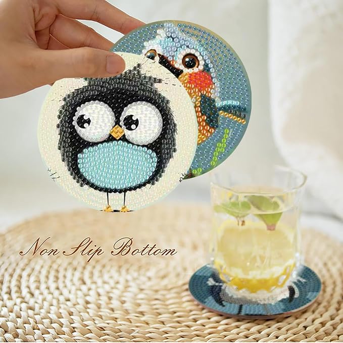 8 Pcs Retro Birds Diamond Art Coasters Kits - Image 4