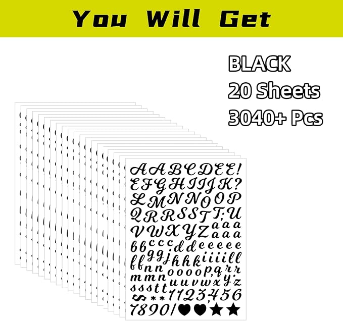 3040Pcs 20 Sheets Small Letter Number Stickers, 0.5inch Colorful Self-Adhesive - Image 3