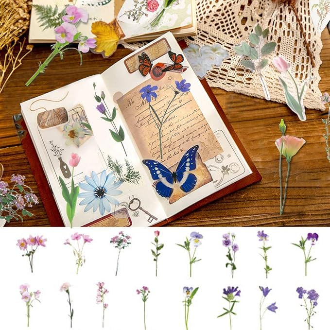 80 Pieces Natural Flower Stickers - Image 5