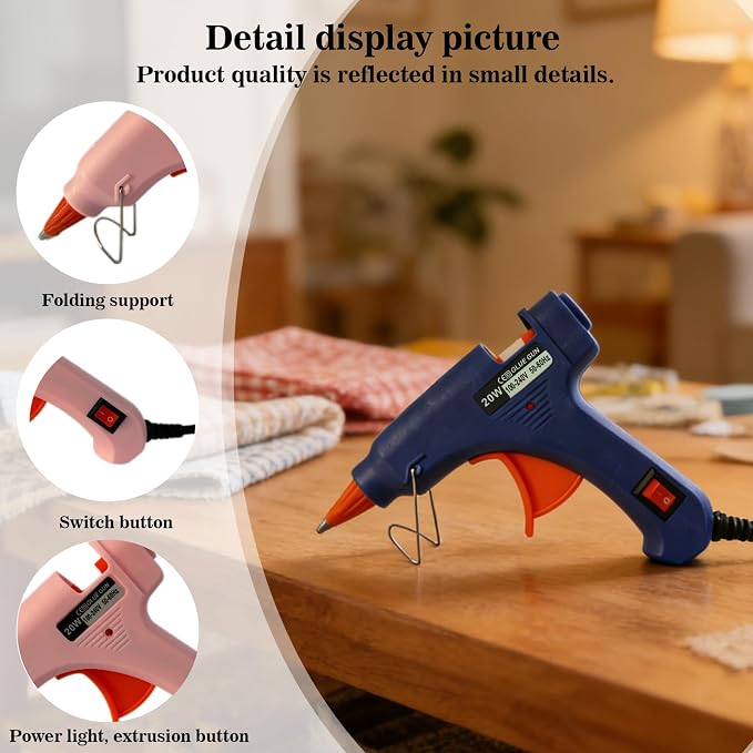 6 Pack Mini Hot Glue Gun Set for Classroom & Group Crafts, 3 Pink + 3 Blue Low - Image 4