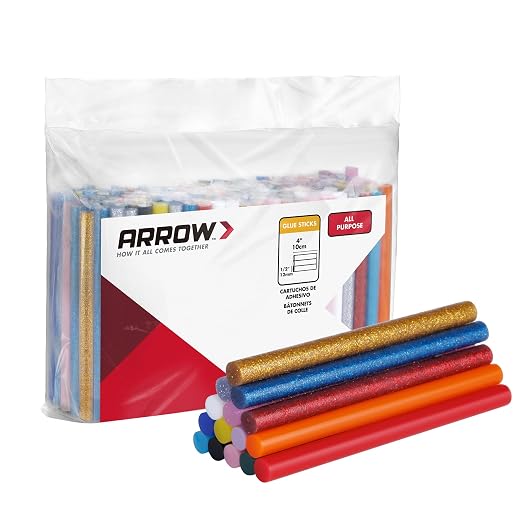 Arrow Mini Hot Glue Sticks, 200 Pack Multi Colored Glue Gun Sticks, Hot Melt by ArrowToolGroup