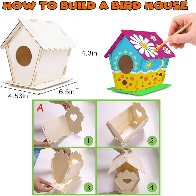 hapray 12 Pack Bird House Kit, DIY Birdhouse Kits, Wooden Crafts Arts - Image 4