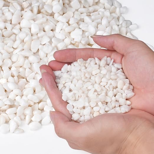 Pulovin 2.5 lbs White Aquarium Gravel, 1/5 Inch White Rocks by GardenSteward