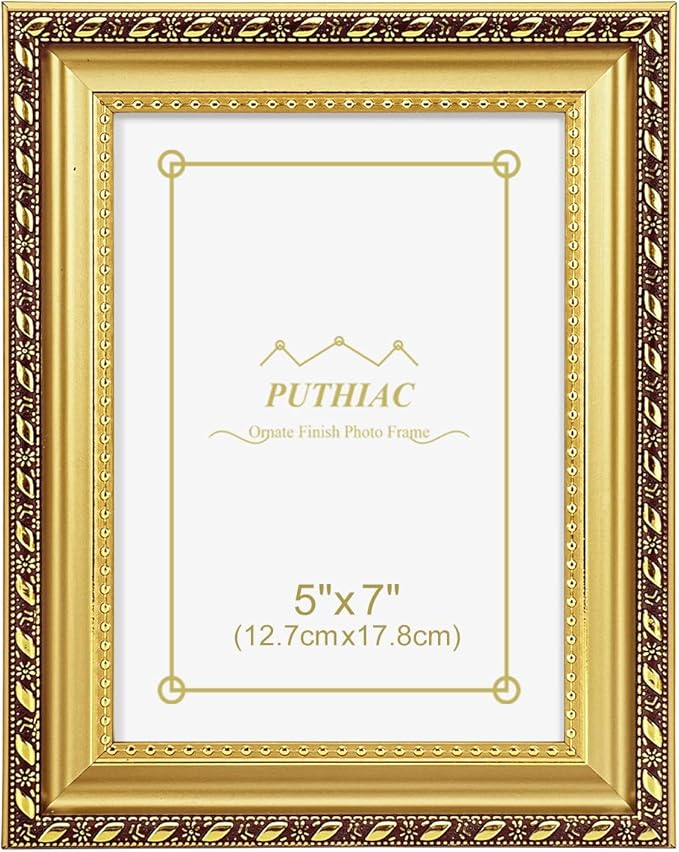 puthiac 5x7 Gold Picture Frame, Ornate Vintage Photo Frame | Antique gold by PUTHIAC