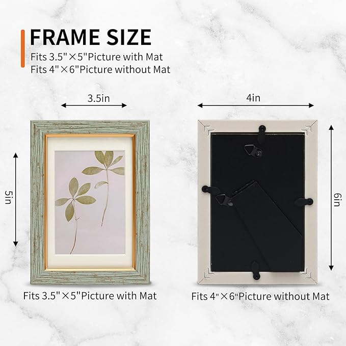 Fixwal 4x6 Picture Frame Set of 5, Vintage Photo Frame, Rustic Retro Picture - Image 2