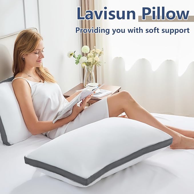 CozyLux Pillows King Size Set of 2, Soft Supportive 3D Down Alternative Bed - Image 8