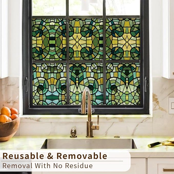 funlife Original Hand-Drawn Faux Stained Glass Window Film, Double-Sided Static - Image 5