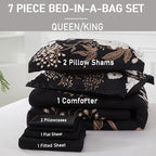 Yogeneg 7 Piece Bed in a Bag Queen Comforter Set Botanical Floral Bedding Set - Image 6