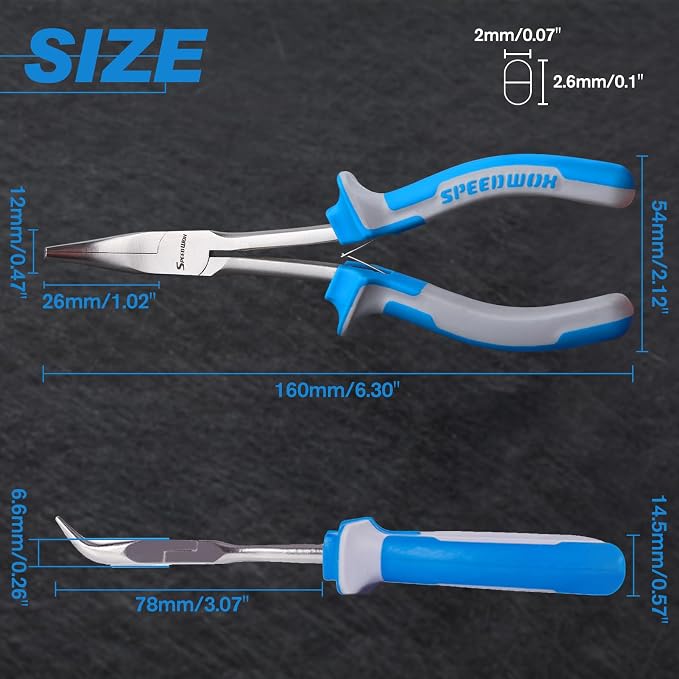SPEEDWOX Long Reach Bent Nose Pliers 6 Inches 45 Degree Curved Mini Chain Nose - Image 7