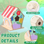 DoubleFill 60 Pcs 4. 33" DIY Wooden Birdhouses Craft - Image 3