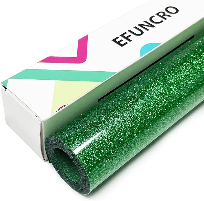 Efuncro- Green Glitter HTV 12'' x 8ft Heat Transfer Vinyl, Iron on by Unknown