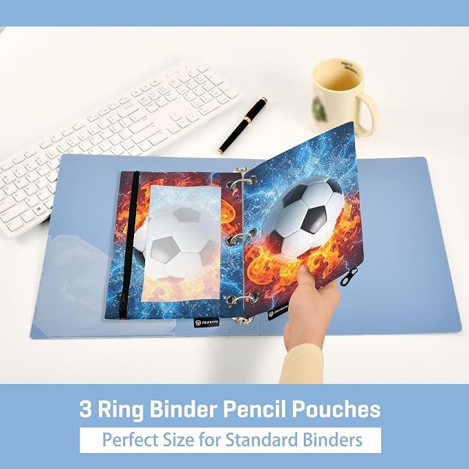 Soccer Ball Football Fire Water Pencil Pouch - Image 4