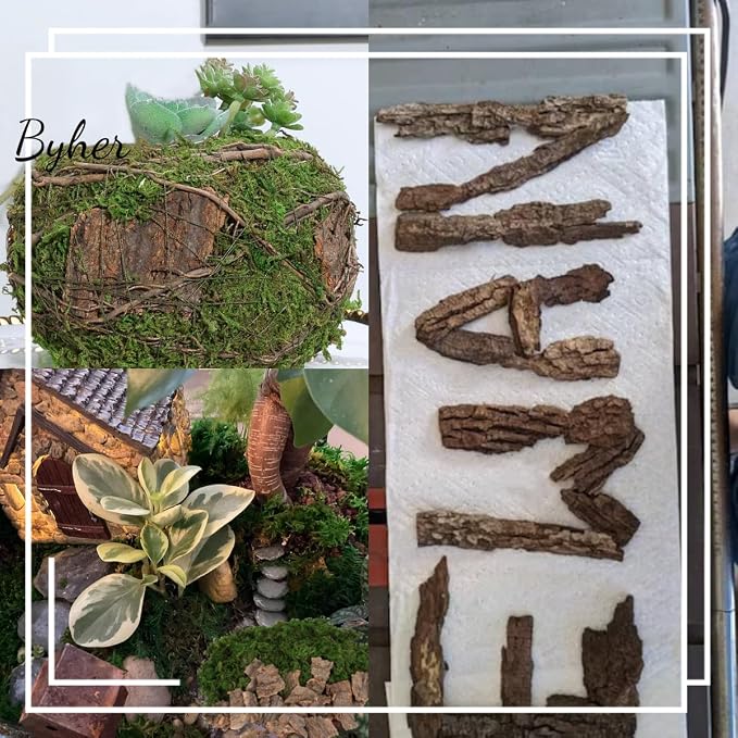 BYHER Fake Moss for Crafts, Tree Bark for Crafts, Floral Arrangements - Image 7