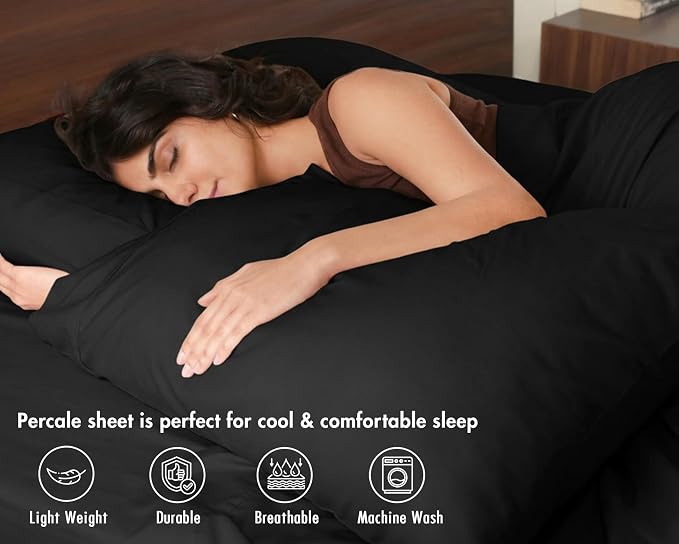 RUVANTI 100% Cotton Sheets – California King Percale Bedding, Cooling & - Image 3
