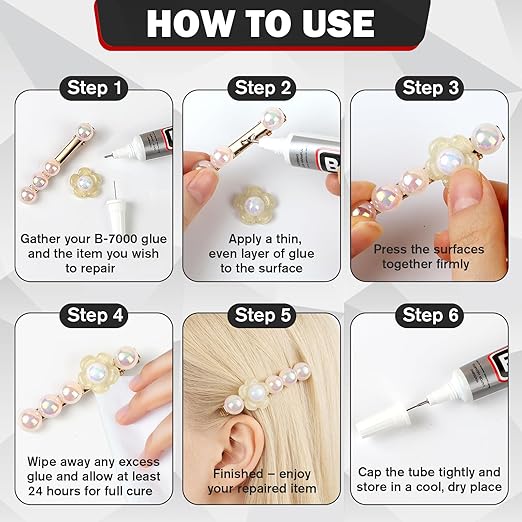 ALECPEA B7000 Bedazzling Glue, 16 Pack 15ml Clear Rhinestone Adhesive - Image 6