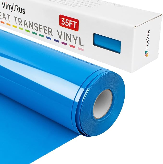 VinylRus Heat Transfer Vinyl-12” x 35FT Sky Blue Iron on Vinyl Roll by VinylRus