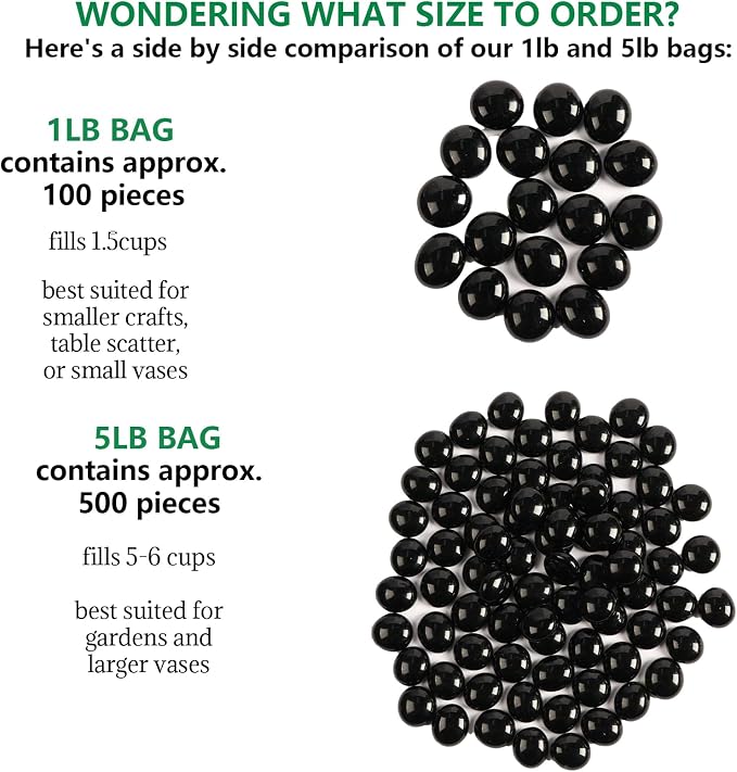 10 lbs Black Glass Rocks for Fire Pits, Decorative Flat Beads for Vase Fillers - Image 3