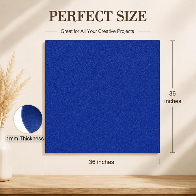 Royal Blue Large Felt Fabric 36" x 36", 1mm Stiff Felt Sheet, Nonwoven Fabric - Image 3