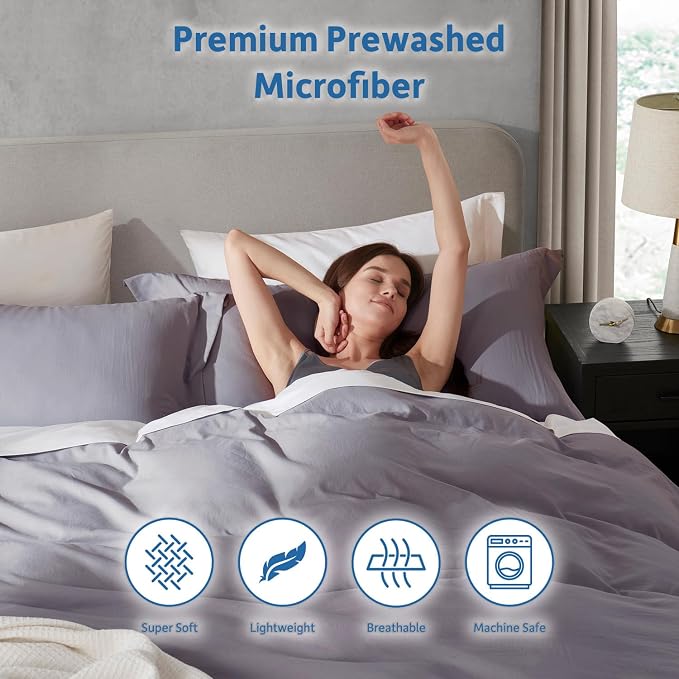 Nestl Grey Lavender Duvet Cover Full Size - Image 6