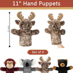 4 PCS Animal Hand Puppet Set 11'' Soft Realistic Wild Plush Puppets Toys - Image 3