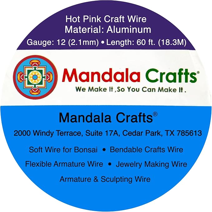 Mandala Crafts 12 Gauge Hot Pink Anodized Aluminum Craft Wire, 60 FT | Colored - Image 3