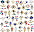 50pcs Evil Eye Beads Charms for Jewelry Making Assorted Evil Eye Connector by WOCRAFT