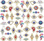 50pcs Evil Eye Beads Charms for Jewelry Making Assorted Evil Eye Connector by WOCRAFT