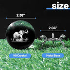 3D Elephant Crystal Ball with Stand Lase Engraved Glass Sphere Paperweight - Image 2