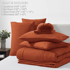 CozyLux King Size Comforter Set Terracotta, 7 Pieces Bed in a Bag, Burnt Orange - Image 6