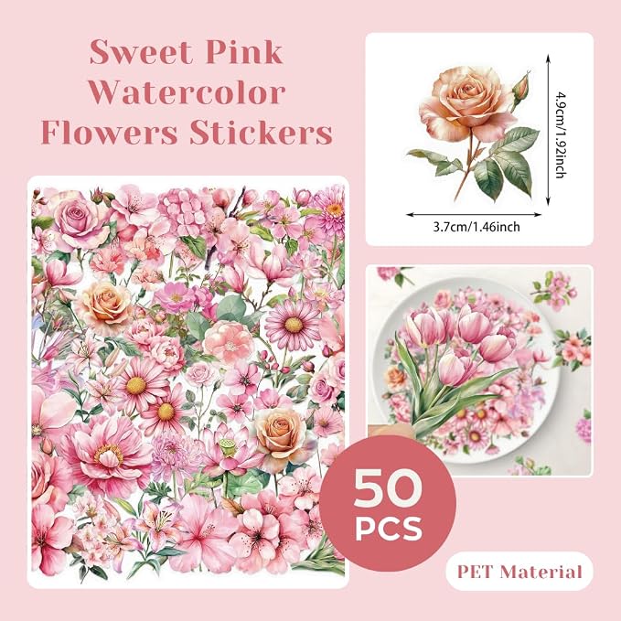 200 Pcs Clear PET Stickers Black Fine Line Flowers, Wildflowers & Mushrooms - Image 5