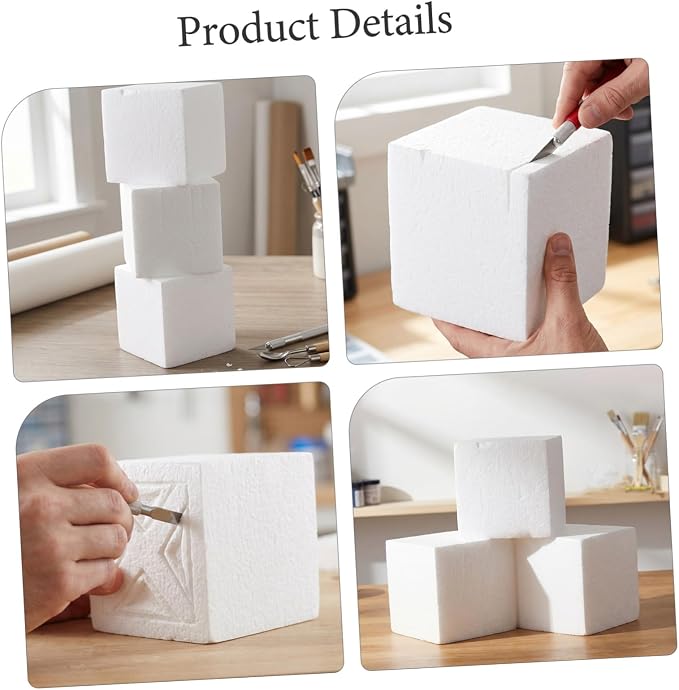 DOITOOL 8pcs 4-inch Crafting Foam Blocks Square Cubes - Image 3