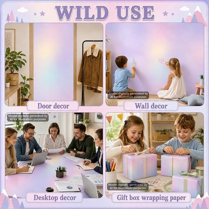 Dreamy Gradient Bulletin Board Roll Non-Woven Fabric Poster 16in X 12ft | Back - Image 6