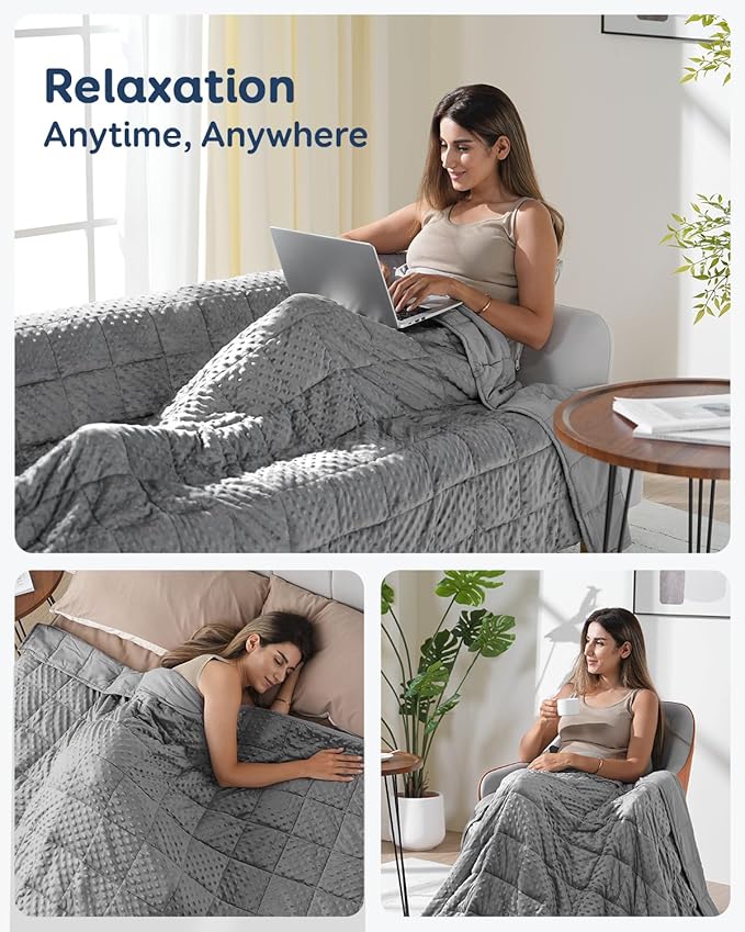 Kivik Weighted Blanket 20 lbs for Adults, Minky Dot Heavy Blankets, Microfiber - Image 5