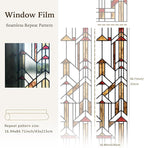 Original Hand Drawn Stained Glass Window Film Amber Geometry Patterns Inspired - Image 3