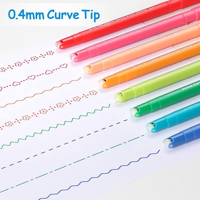 AECHY Curve highlighter pens for Note Taking, Dual Tip Pens - Image 3