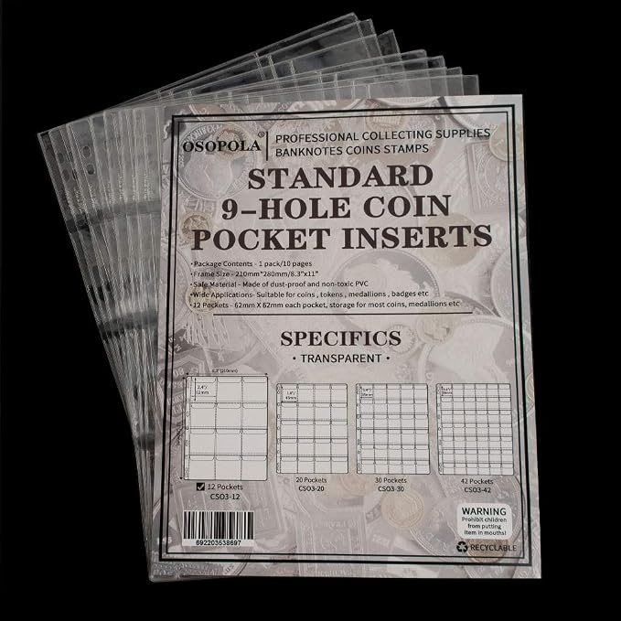 120 Pocket Coin Binder Pages 2.44" Collection Album Holder 10 Pcs | OSOPOLA - Image 7