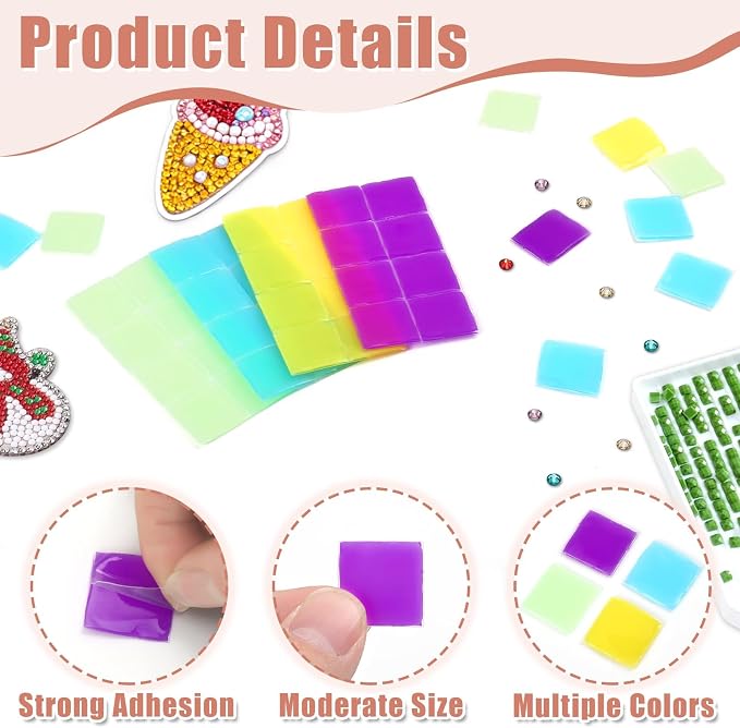 FEBSNOW 60 Piece Diamond Art Wax Pads Diamond Art Painting Glue Clay Colorful - Image 3