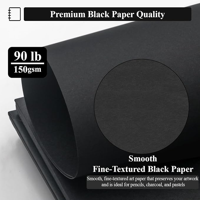 SuFly Black Paper Sketchbook 5.5 x 8.5, 60 Sheets Artist Papers - Image 3