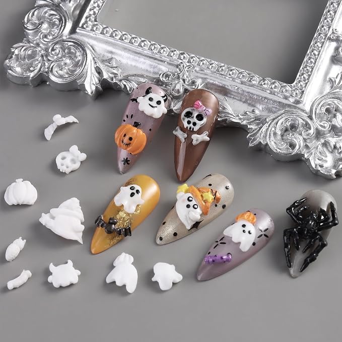 Fcozpjk Silicone Nail Art Molds Halloween, 3D Bat Spider Ghost Pumpkin Skeleton - Image 5