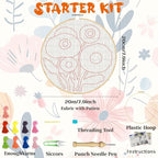 BEUNITONE 2PCS Bohemian Flower Punch Needle Kit - Image 2