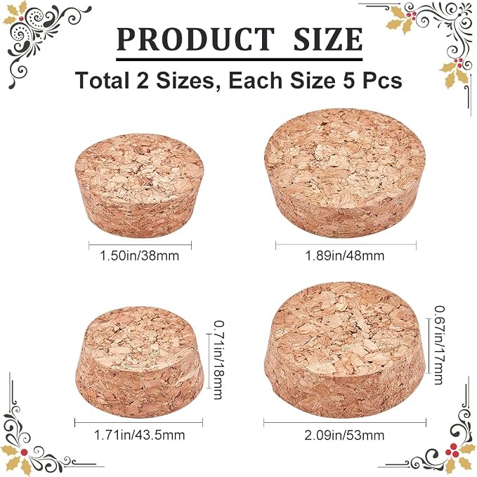 GORGECRAFT 10PCS 2 Sizes Large Wooden Tapered Cork Plugs 1.5 to 1.9 Inch - Image 2