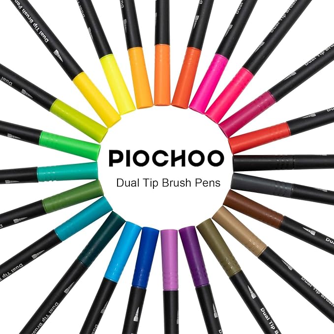 Piochoo Dual Brush Markers, 60Colors Markers - Image 8