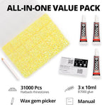 31000Pcs Yellow Rhinestones for Bedazzling, Flat Back Resin Rhine Stone Diamond - Image 2